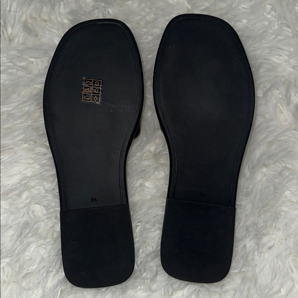 NEW Tory Burch Black Sandals with Gold Accents - Picture 2 of 5